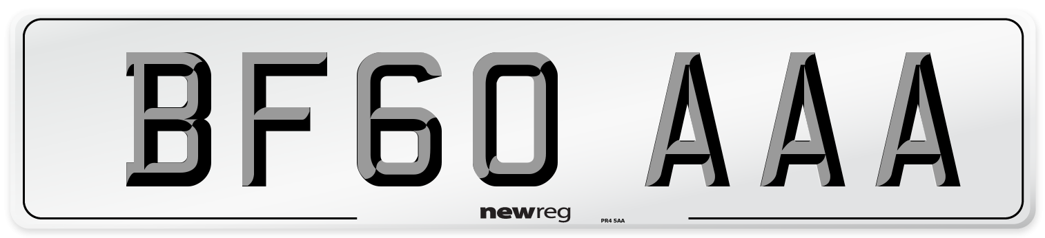 BF60 AAA Number Plate from New Reg